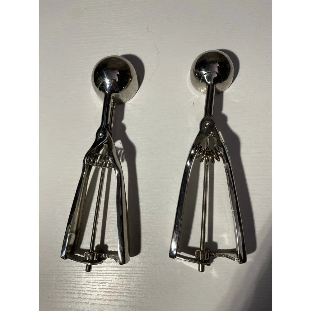 Set of 2 Stainless Steel Cookie Dough Scoops Trigger Release Baking
